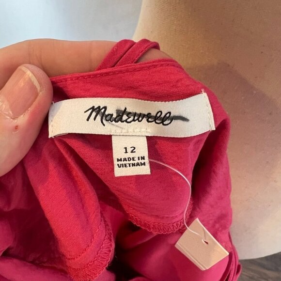 Madewell $158 Layton Midi Slip Dress Rosy Hibiscus Size 12 NK419 - Picture 7 of 8
